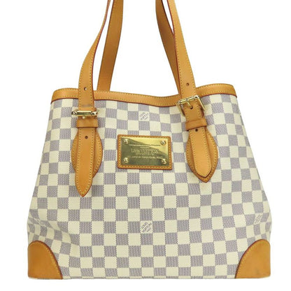 Louis Vuitton Tote Bag Hampstead MM N51206 Damier Azure Nubuck White Gold