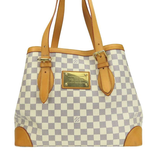 Louis Vuitton Tote Bag Hampstead MM N51206 Damier Azure Nubuck White Gold