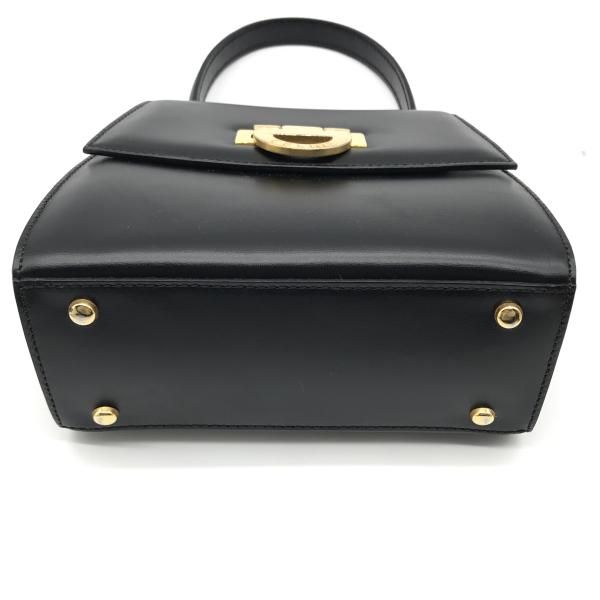 Celine Leather Circle Logo 2-Way Mini Hand Bag Black