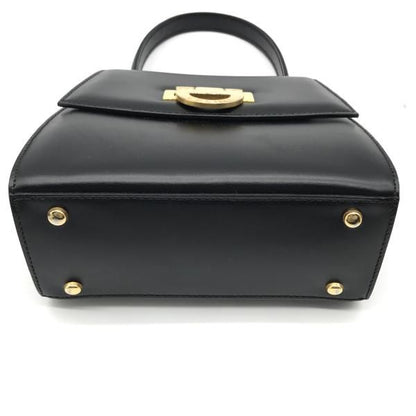 Celine Leather Circle Logo 2-Way Mini Hand Bag Black