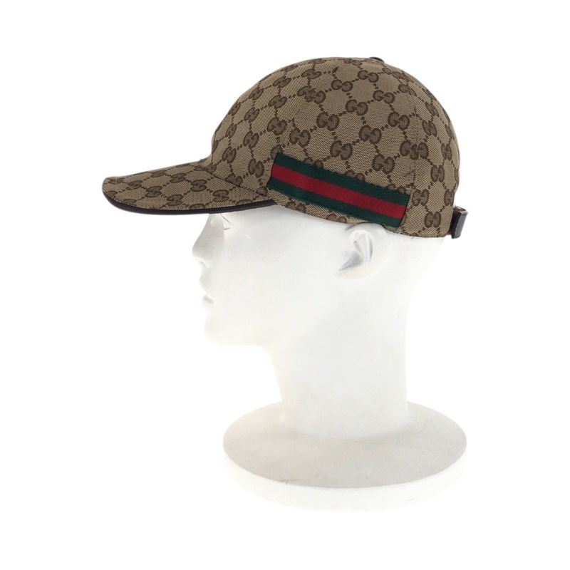 Gucci Sherry Line Size M/58cm (2283in) Beige Brown GG Canvas 200035 Cap Unisex