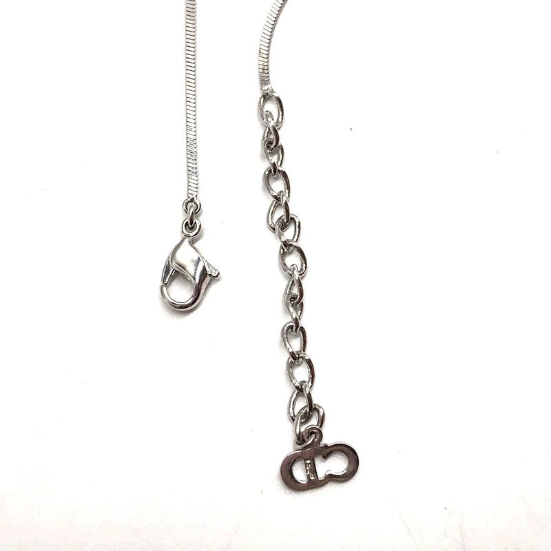 Christian Dior Trotter Plate Necklace Silver Blue Ladies Accessories Used 006389