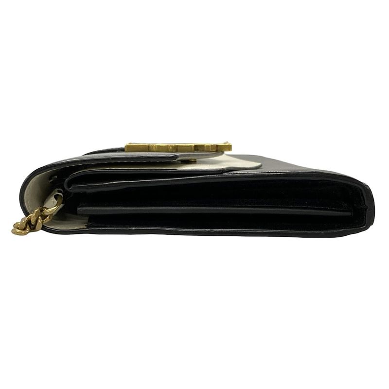 Saint Laurent Paris Wallet - 554763 Black Gold And Ivory Chain Shoulder Bag