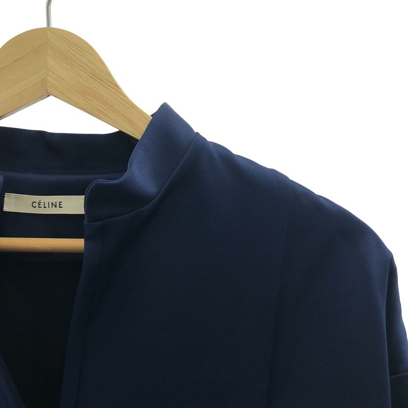 Celine - Phoebe Period Silk Wool Stand Collar Skipper Dress