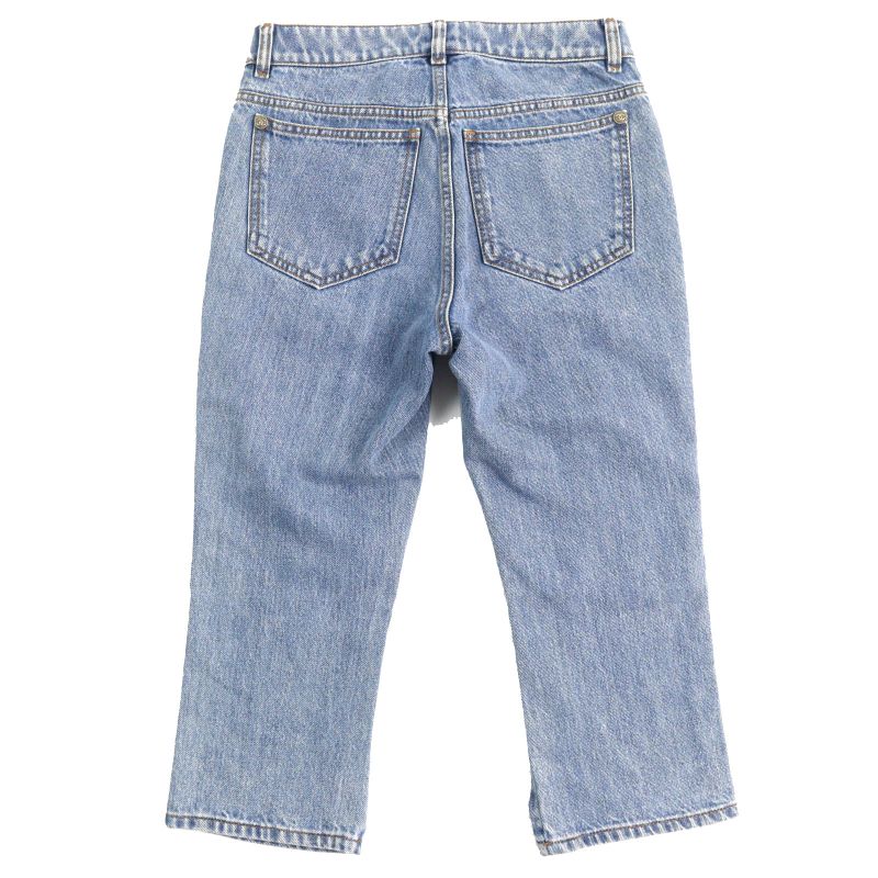 CHANEL P60217v46019 100% Cotton Coco Mark Button Damaged Tulle Cropped Denim