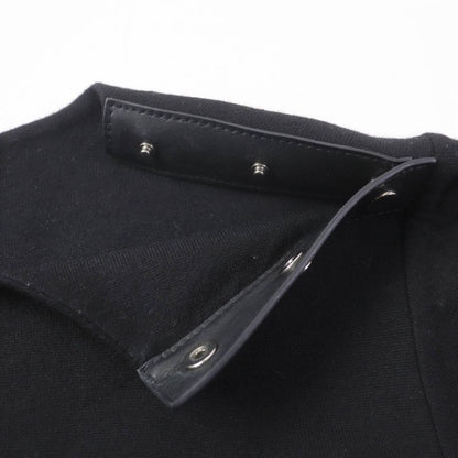 Hermes Serie Hardware Short Sleeve Knit Dress With Buttons Leather Black 36