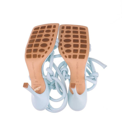 Bottega Veneta Leather Sandals Women's 35 Light Blue Made In Italy
