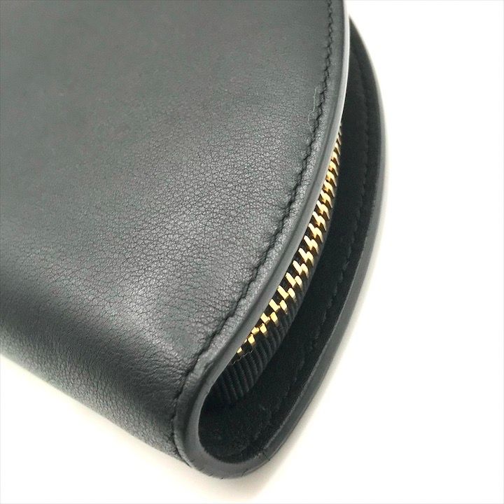 Tiffany & Co Half Moon Leather Wallet Clutch Black