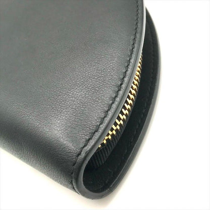 Tiffany & Co Half Moon Leather Wallet Clutch Black