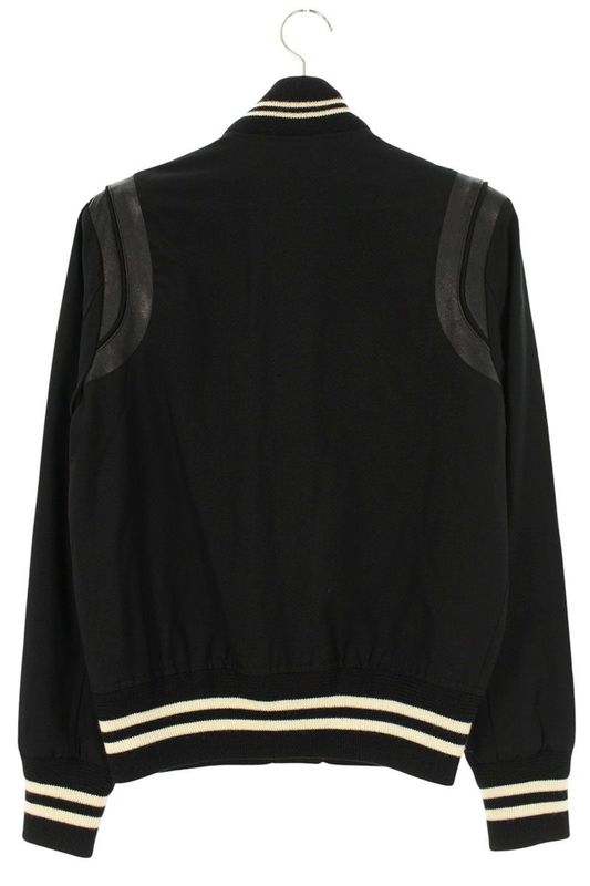 Saint Laurent Paris 343745 Ym39m Wool Gabardine Leather Trim Stajan Blouson