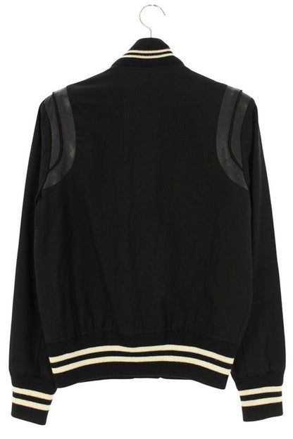 Saint Laurent Paris 343745 Ym39m Wool Gabardine Leather Trim Stajan Blouson