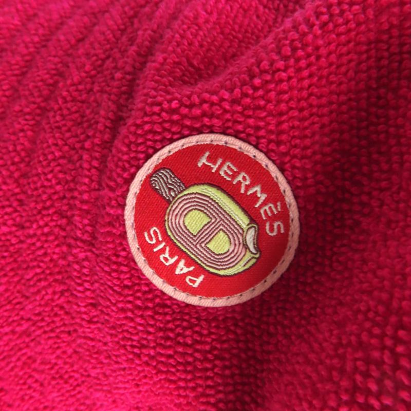 Hermes Davis Hat 100% Cotton Pile Bucket Hat With Logo Patch Shocking Pink 57