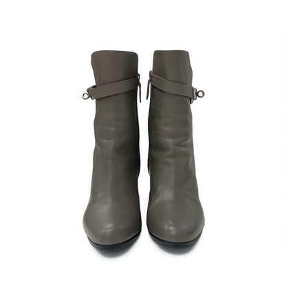 Hermes Boots Short Shoes Leather Grey Silver Kelly Hardware