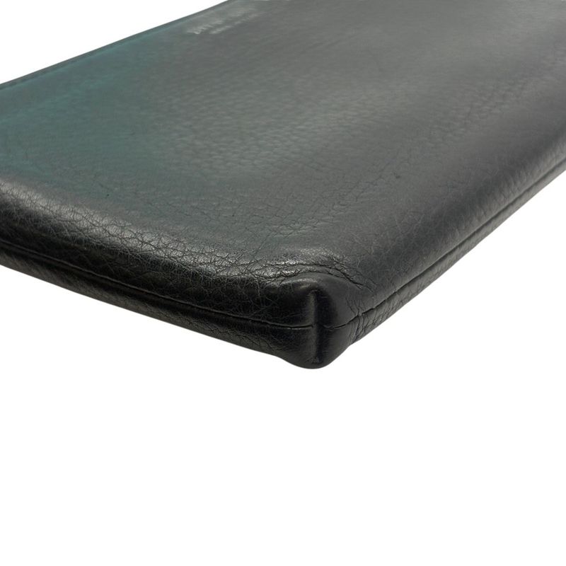 3018 Tiffany & Co Tiffany & Co Zip Wallet L-Shape Black Light Blue Silver