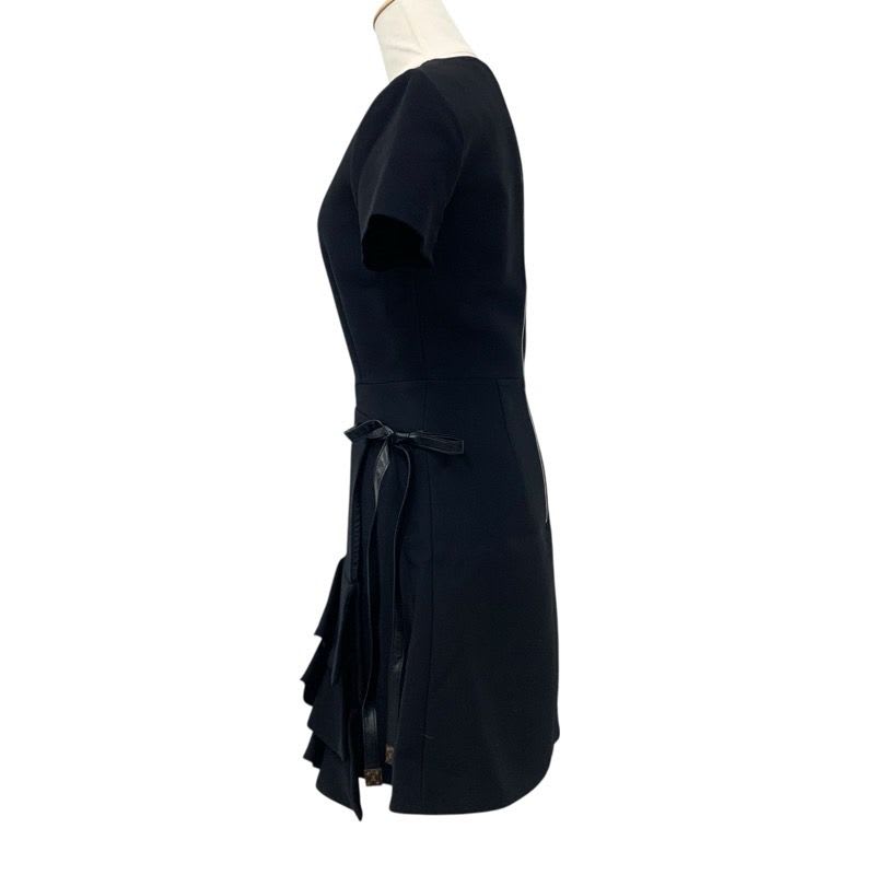 Louis Vuitton Monogram Dress Black Belt Ruffle