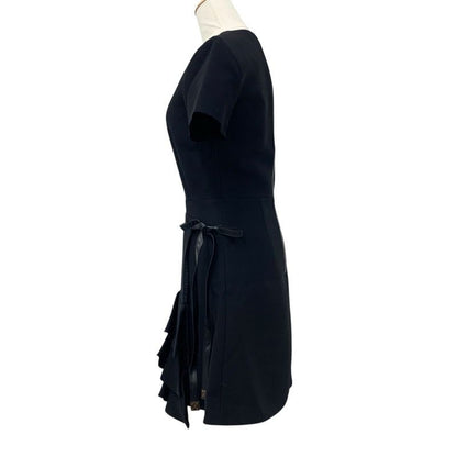Louis Vuitton Monogram Dress Black Belt Ruffle