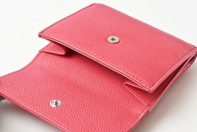 Chanel Wallet Chanel Foldable Wallet Bicolor Button Caviar Skin Rose Purple