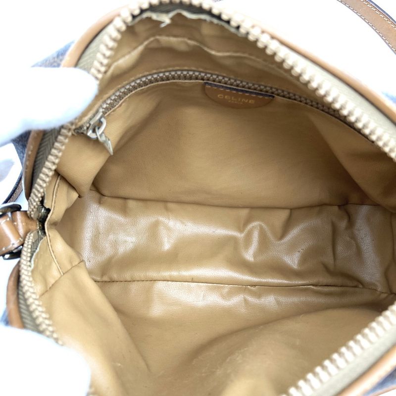 Celine Macadam Shoulder Bag Gold Hardware Vintage Pvc/leather Brown Women