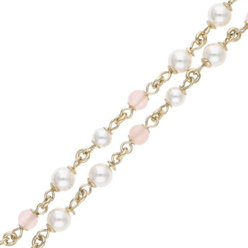 Chanel A21 B Faux Pearl Coco Mark Heart Necklace Women