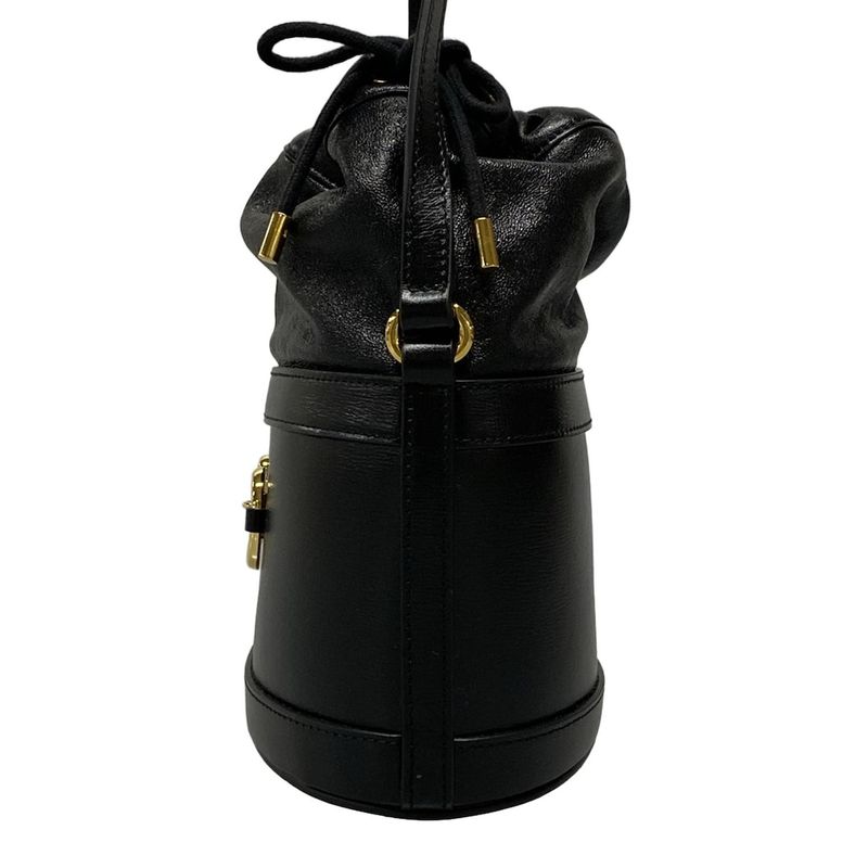 Gucci Shoulder Bag Horsebit 1955 Bucket Bag 602118 Black Drawstring Shape