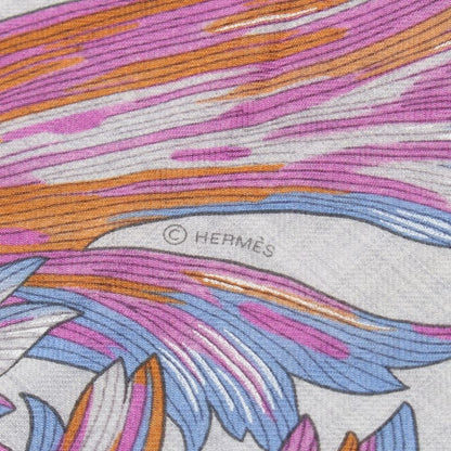 Hermes Triangle Jean Tulipomanie Cashmere Silk Floral Scarf Gray