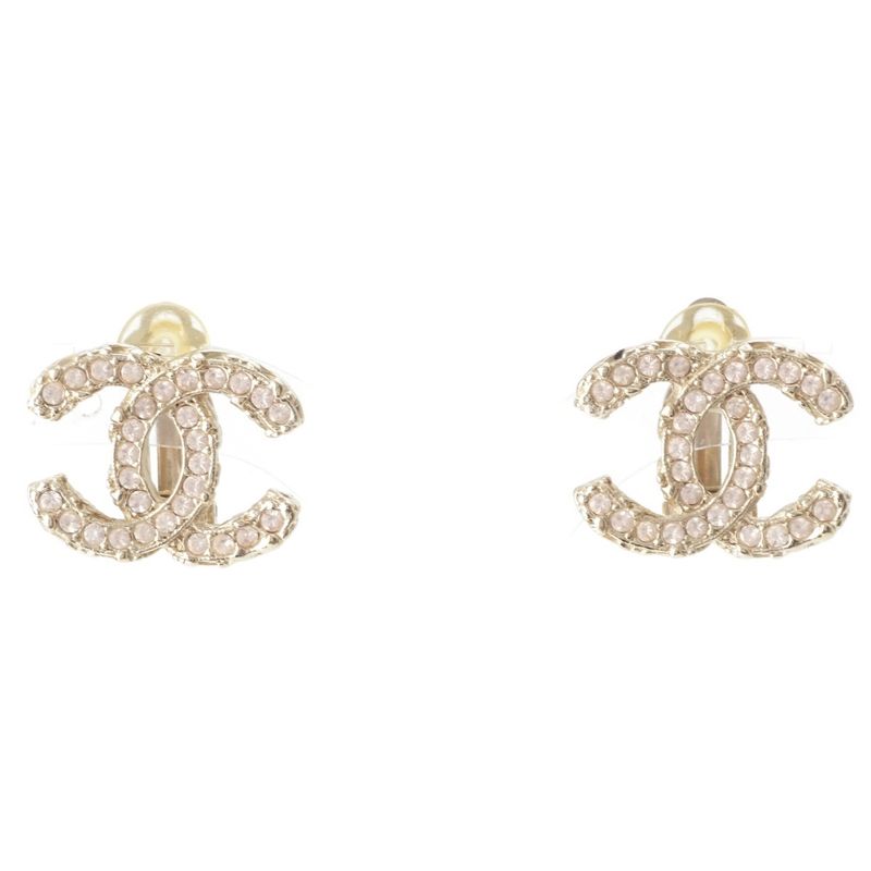 Chanel A13C GP Coco Mark Stone Earrings Accessories Pink
