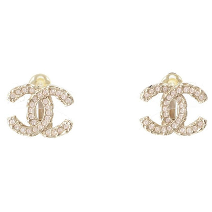 Chanel A13C GP Coco Mark Stone Earrings Accessories Pink
