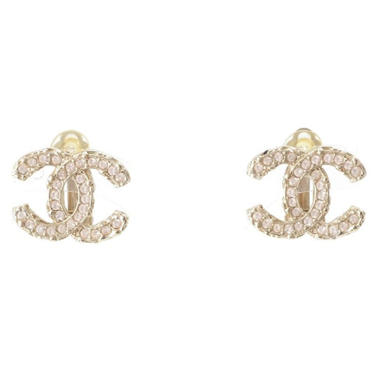 Chanel A13C GP Coco Mark Stone Earrings Accessories Pink