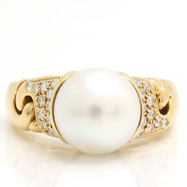 Bvlgari Passo Doppio Pearl Ring 18K Diamond No 11 Pearl 8.8 mm (0.35in) Bulgari