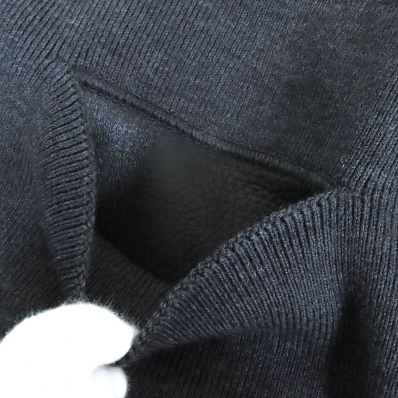 Hermes 2192003 Wool Serie Buttoned Deerskin Wool Long Knitted Coat Charcoal