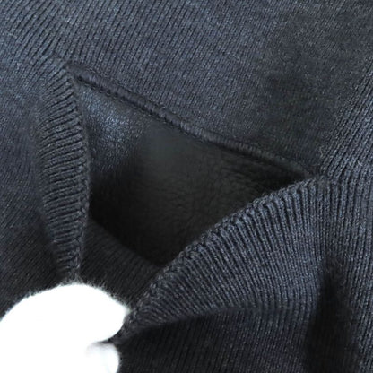 Hermes 2192003 Wool Serie Buttoned Deerskin Wool Long Knitted Coat Charcoal