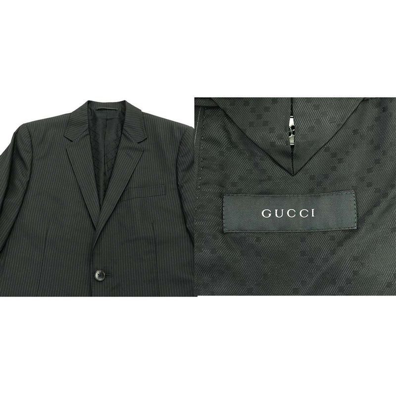 Gucci Notched Lapel 2b Striped Set-Up Suit 281afb Black 44