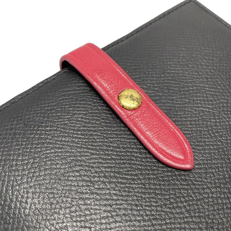 Celine Bifold Wallet Medium Strap Wallet Black And Pink Leather