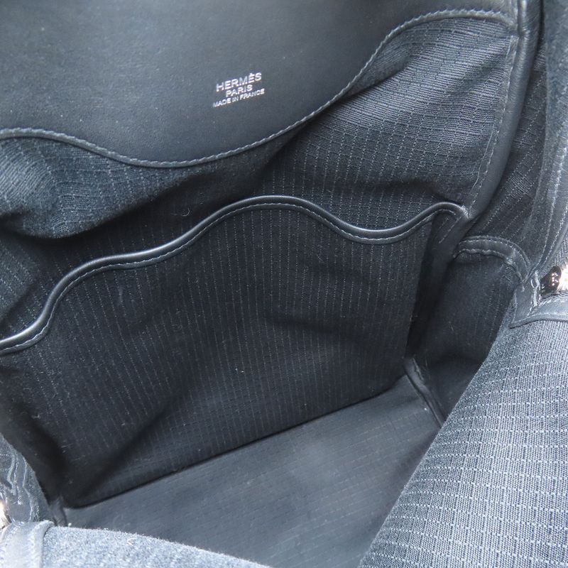 Hermes Allback Silver Hardware Backpack Daypack Canvas Calf Women