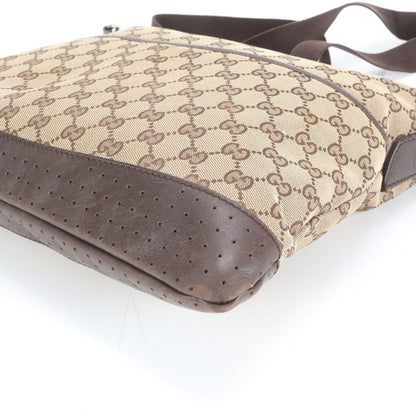 Gucci GG Canvas Perforated Leather Shoulder Bag Crossbody Messenger Business