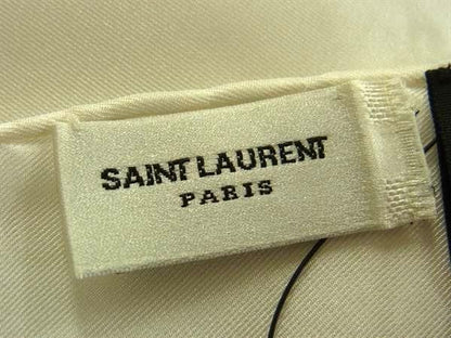 Saint Laurent 100% Silk Handkerchief Scarf For Women In White Fa1168