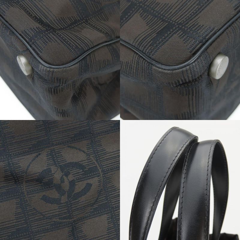 Chanel Tote Bag MM New Travel Line Jacquard Nylon Marron Silver Hardware