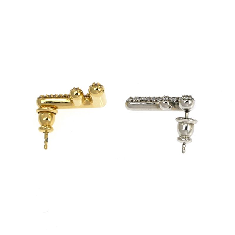 Fendi Zucca FF Logo Earrings Gold Color Silver Color Rhinestone