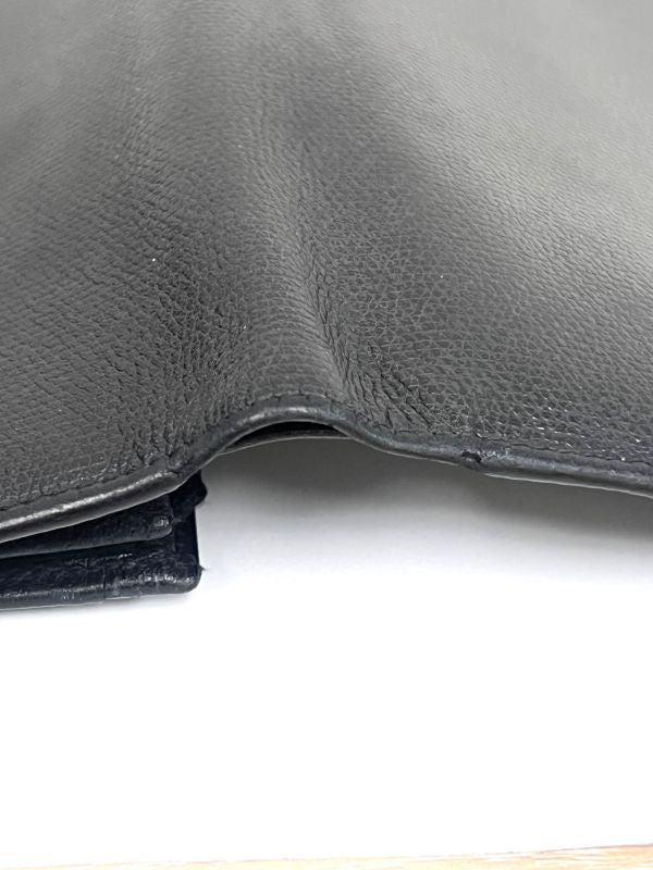 Chanel Long Wallet Coco Button Bifold Wallet Black Leather 60bs190