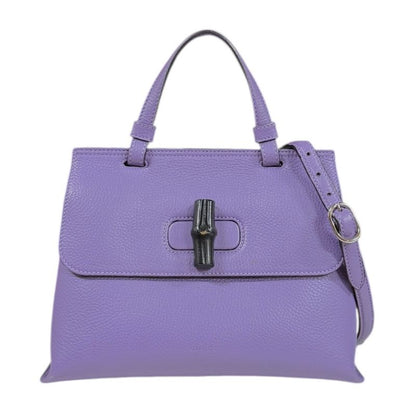 Gucci Daily Bamboo Shoulder Bag Leather 370831 Purple Ladies Gucci