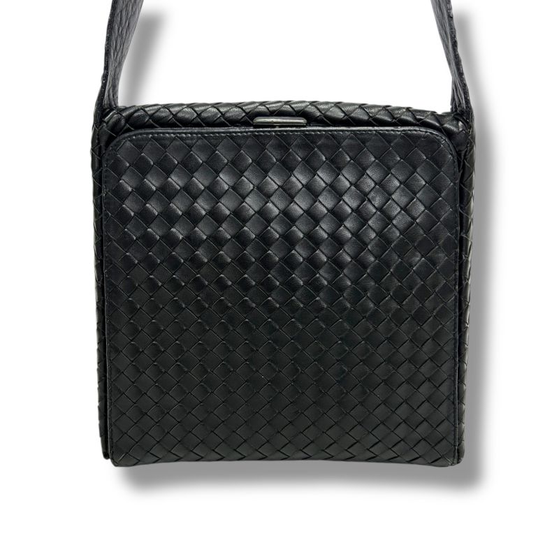 Bottega Veneta One Shoulder Bag Intrecciato Leather Black Gusset Soho Hobo
