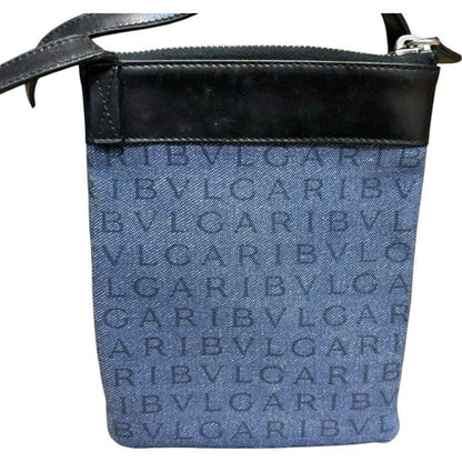 Bvlgari ⑤ 21528 Flat Pouch Souhlder Strap Unisex Indigo
