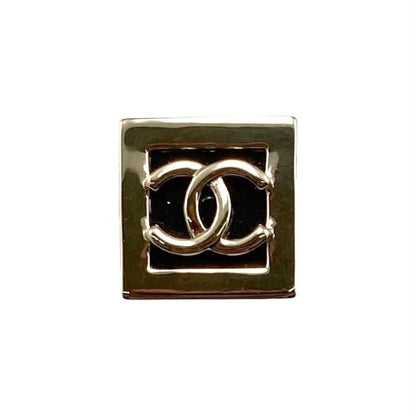 Chanel Earring Square Shape Coco Mark Gold Black Chanel