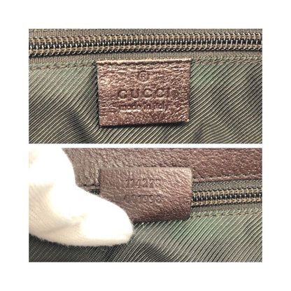 Gucci Beige Brown Silver Hardware GG Canvas/leather 114273 Shoulder Bag Women