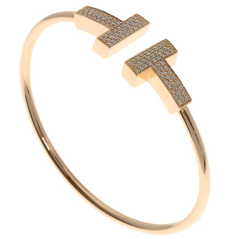 Tiffany & Co T-wire Wide Large Bracelet 18K Pink Gold Ladies