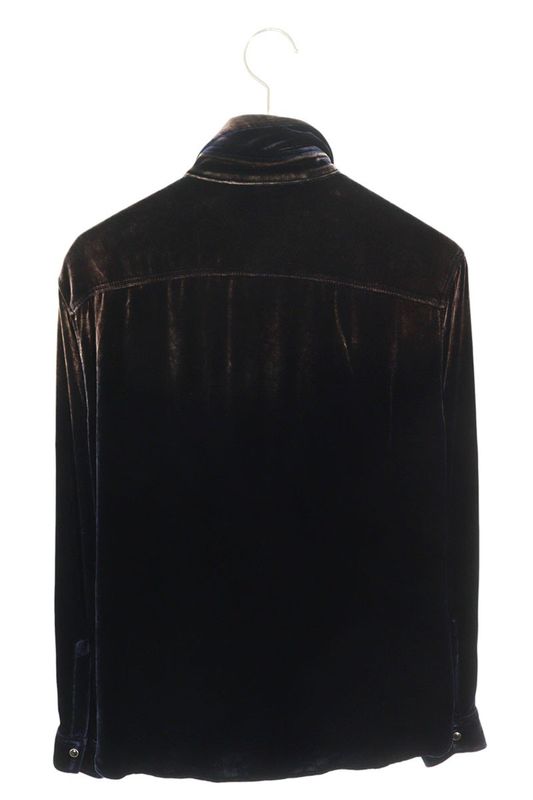 Saint Laurent Paris 605582 Y555v Velvet Long Sleeve Shirt Men's S