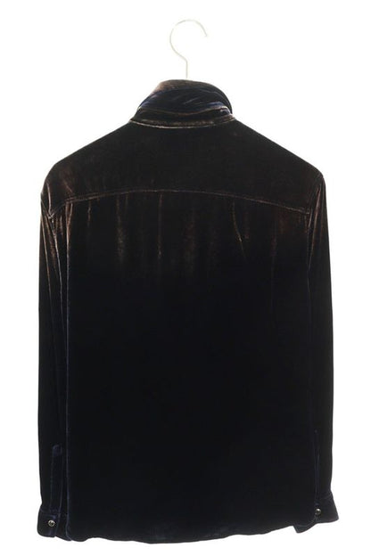 Saint Laurent Paris 605582 Y555v Velvet Long Sleeve Shirt Men's S