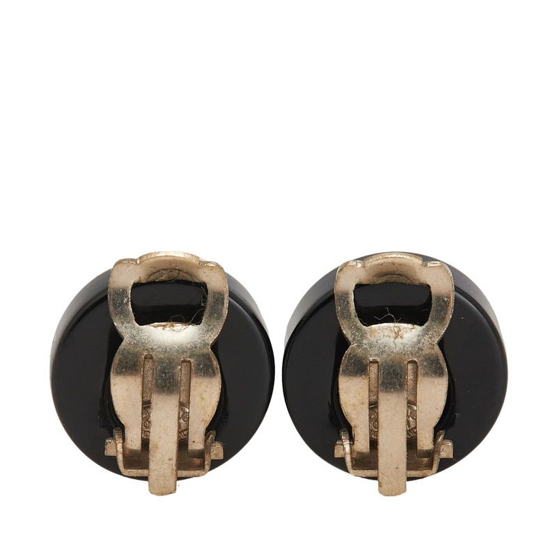 Chanel Coco Mark Mademoiselle Clover 5 Round Black Multicolor Plastic Plated