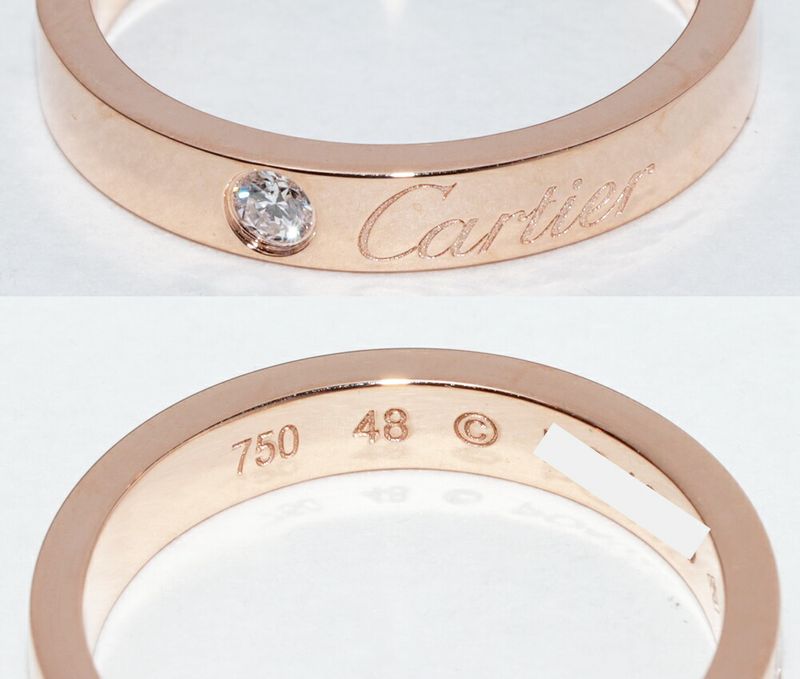 Cartier Ring 18K Pink Gold Diamond 1P (003ct) C De Cartier Ring Engraved Ring