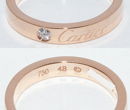 Cartier Ring 18K Pink Gold Diamond 1P (003ct) C De Cartier Ring Engraved Ring